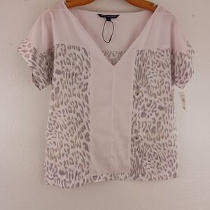 W118 by walter baker animal print v neck pink blouse size S